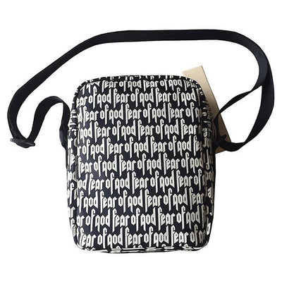Fear of God FOG Essentials Printed crossbag in black and white.